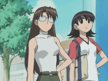 a couple of anime girls standing next to each other