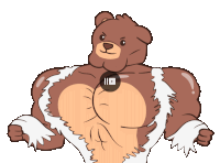 a cartoon drawing of a muscular teddy bear with a youtube logo on his chest