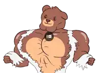 a cartoon drawing of a muscular teddy bear with a youtube logo on his chest