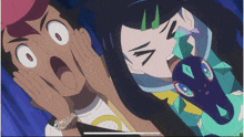 a cartoon of a boy and a girl with their mouths wide open