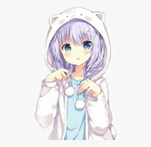 UwU Anime Cat Girl, Purple Hair Cute | Sticker