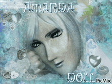 a picture of a girl with the name amanda doll on it