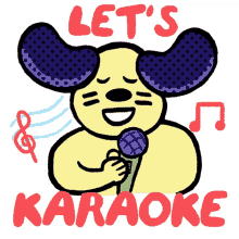 boy and girlie dog lets karaoke singing mic