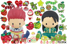 a picture of a boy and a girl surrounded by stickers including one that says picmix