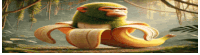 a monkey is sitting on a banana peel
