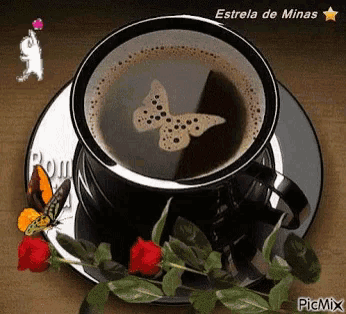 tea butterfly, tea , butterfly , coffe , flowers , aesthetic , cottagecore  , fairycore , sticker , gif , png - GIF animado grátis - PicMix