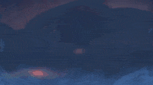 a cartoon character is standing in a dark room with a purple shirt on