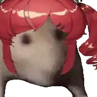 a dog with red hair and a ponytail