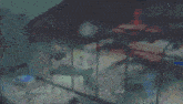 a blurred image of a building with a lot of windows and a lot of toys in it .