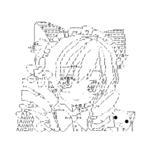 a drawing of a girl with a cat ear on her head