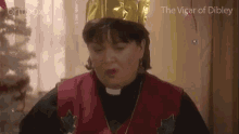 bbc britbox the vicar of dibley picking mouth food stuck