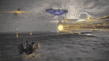 a painting of a person being struck by lightning