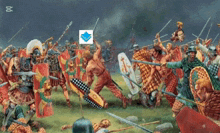 a painting of a battle between romans and celtics