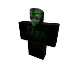 a roblox character wearing a black shirt with 1337 on it and a green mask .