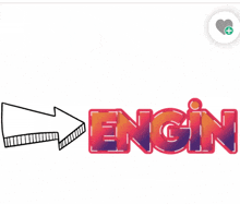 an arrow points to the word engin with a heart in the corner