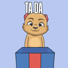 a cartoon of a cat holding a heart that says ta da everything is gonna be okay