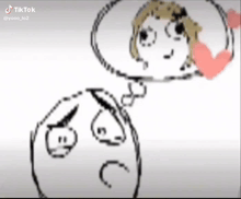 a cartoon drawing of a girl with a heart in her head