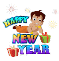 Happy New Year Chhota Bheem Sticker - Happy New Year Chhota Bheem Hny Stickers