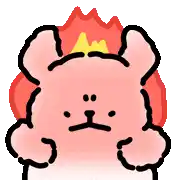a cartoon drawing of a pink rabbit with a yellow crown on its head