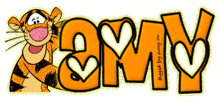 a cartoon of tigger with the word amy written below it