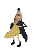 a cartoon drawing of a man with a banana on his shoulder