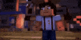 a minecraft character is standing next to a police officer in a video game .