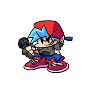 a cartoon character is holding a microphone and wearing a red hat .
