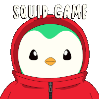 a cartoon drawing of a person holding a squid game object