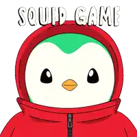 a cartoon drawing of a person holding a squid game object