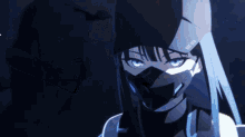 a girl wearing a mask and a hat that says ccs 03