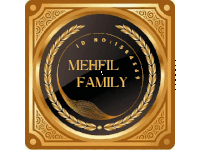 a black and gold emblem with the name mehel family