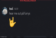 a screenshot of a text message from teal