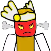 a cartoon character with an angry face and steam coming out of its ears