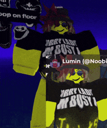 a cartoon character is wearing a shirt that says merry lady my busy