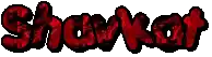 the word shawkat is written in red and black