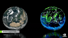 a nvidia digital twin earth is shown next to a real earth