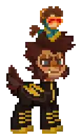 a pixel art drawing of a person riding a horse