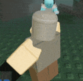 a cartoon character with a bucket on his head