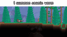 a video game with the words i summon cosmic worm