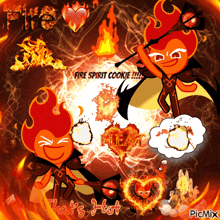 a picture of a fire spirit cookie with the words that 's hot on the bottom