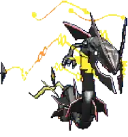 a pixel art drawing of a dragon with a yellow tail