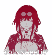 a drawing of a girl with the words sol 's sweetie written below her