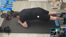 a man is doing plank exercises on a mat with the words fais par un glandu