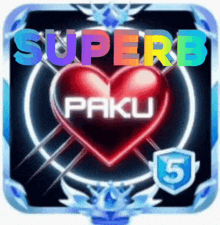 an app icon for superb paku with a heart in the middle