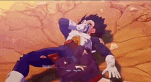 a cartoon character is laying on the ground with a bandage on his head .
