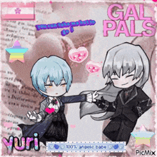 a picture of two anime characters with the words gal pals written on it