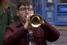 Bobby Blowing A Trumpet Coronation Street GIF - Bobby Blowing A Trumpet Coronation Street Bobby Crawford GIFs