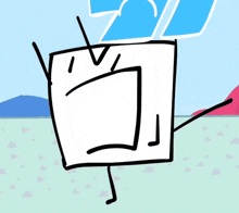 a cartoon drawing of a square with arms and legs .