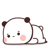 a cartoon panda bear is laying down on its back with a chinese symbol on its head .