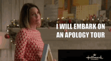 Never Kiss A Man In A Christmas Sweater Ashley Williams GIF - Never Kiss A Man In A Christmas Sweater Ashley Williams Apologize GIFs